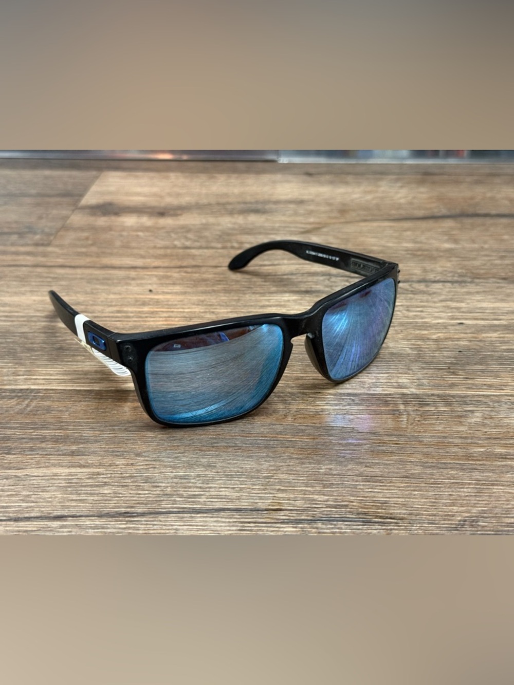 Oakley Holbrook Men's Black Frame Swim Shades with Blue Mirrored Lenses